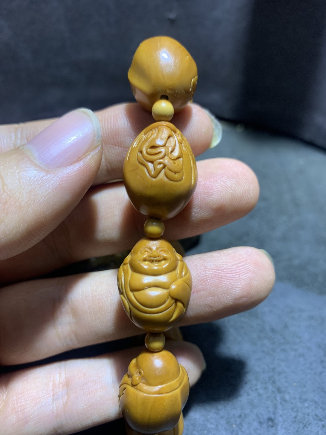 【文竹】老师作品《纳福弥勒》手串一条，