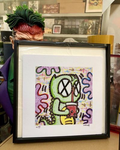 零元拍：歪歪亲笔签名 OWSON系列限量插画复制画《小恐龙》