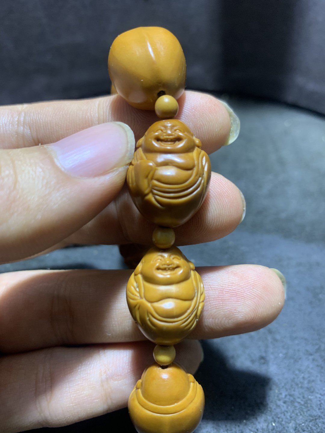 【文竹】老师作品《纳福弥勒》手串一条，