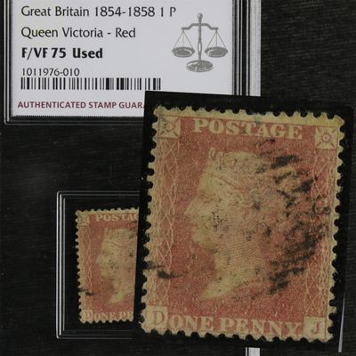 亘邦集藏 第109期 - 1854-1858年 英国星标红1便士邮票 F/VF 75 1011976-010 旧票