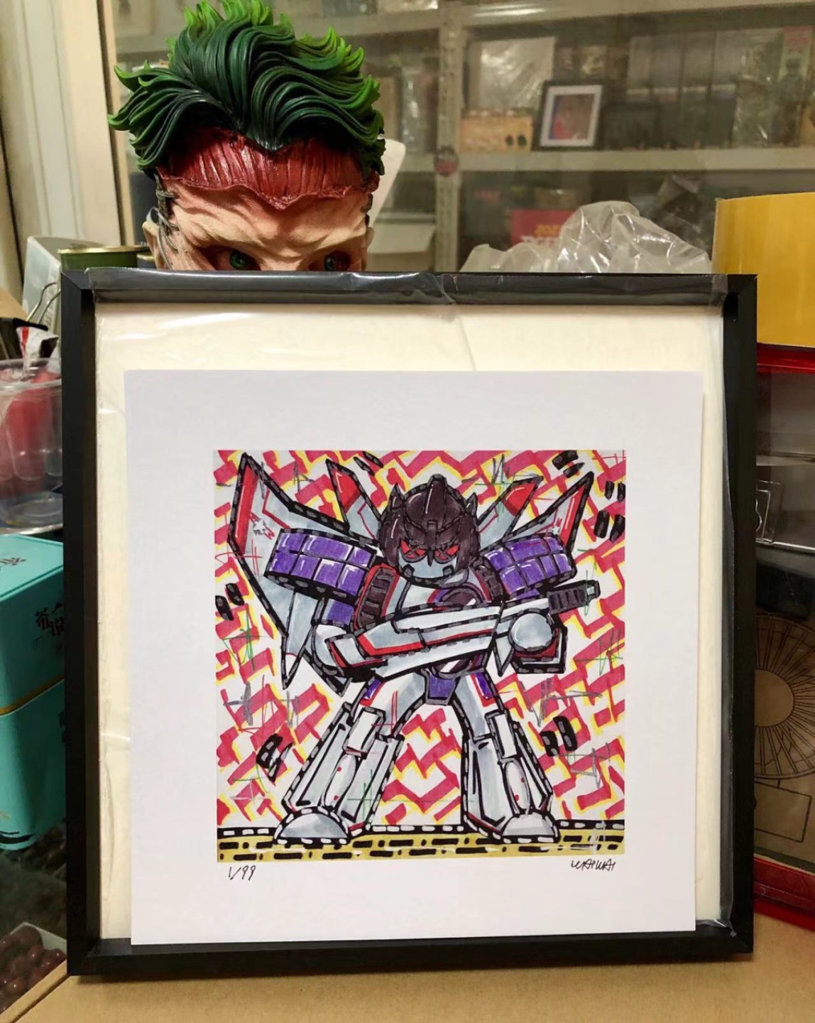 零元拍：歪歪亲笔签名 OWSON系列限量插画复制画《红蜘蛛》