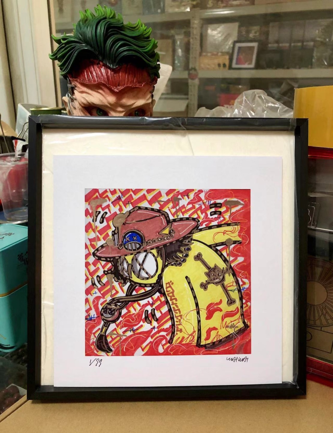 零元拍：歪歪亲笔签名 OWSON系列限量插画复制画《海贼王》