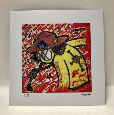 零元拍：歪歪亲笔签名 OWSON系列限量插画复制画《海贼王》