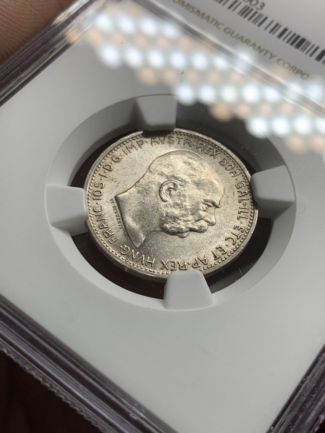 《竞宝斋》第43场-本周日，周一2场连拍（全场顺丰包邮） NGC-MS61 奥地利 1913年 佛朗茨一世 1克朗 银币 原光好品