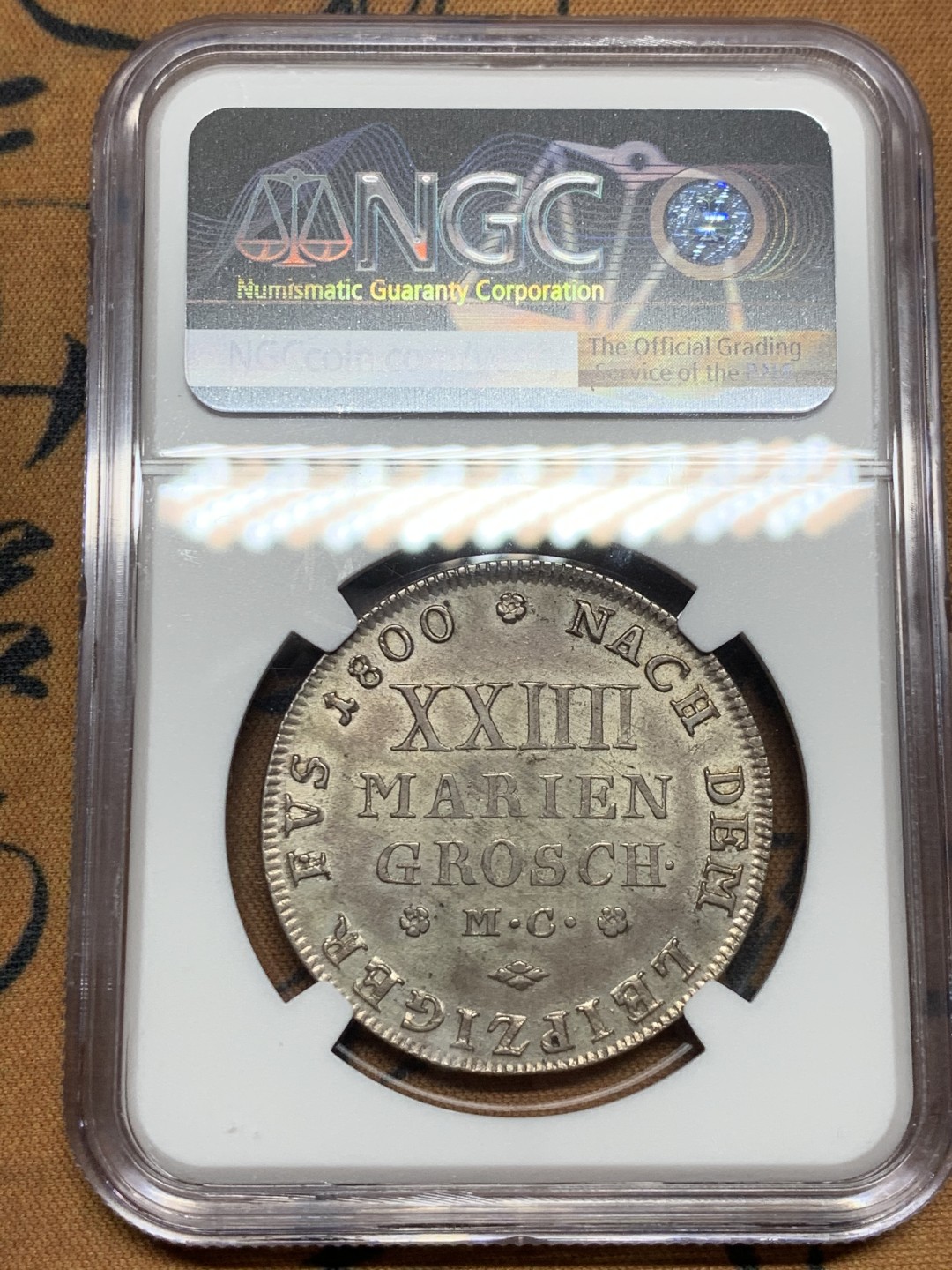 《竞宝斋》第43场-本周日，周一2场连拍（全场顺丰包邮） 亚军 NGC-AU55 德国布伦瑞克 1800MC 年 宝马奔腾 2/3泰勒 大银币 非常稀少的品种