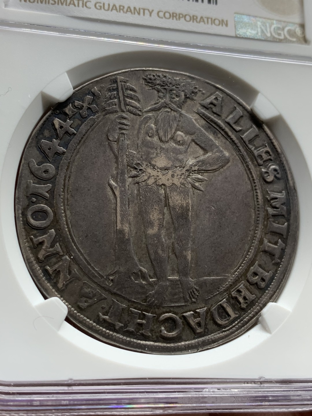 《竞宝斋》第43场-本周日，周一2场连拍（全场顺丰包邮） 唯一冠军 NGC-XF45 德国布伦瑞克 1644年 野人大泰勒 入骨老包浆 早期野人有这品相已经算顶级了