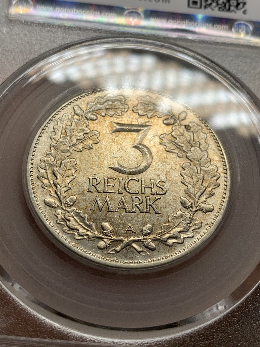 《竞宝斋》第43场-本周日，周一2场连拍（全场顺丰包邮） 公博MS-62分 1925年德意志帝国3马克银币 庆祝莱茵联盟千年 锁子甲持盾牌武士 细节清晰