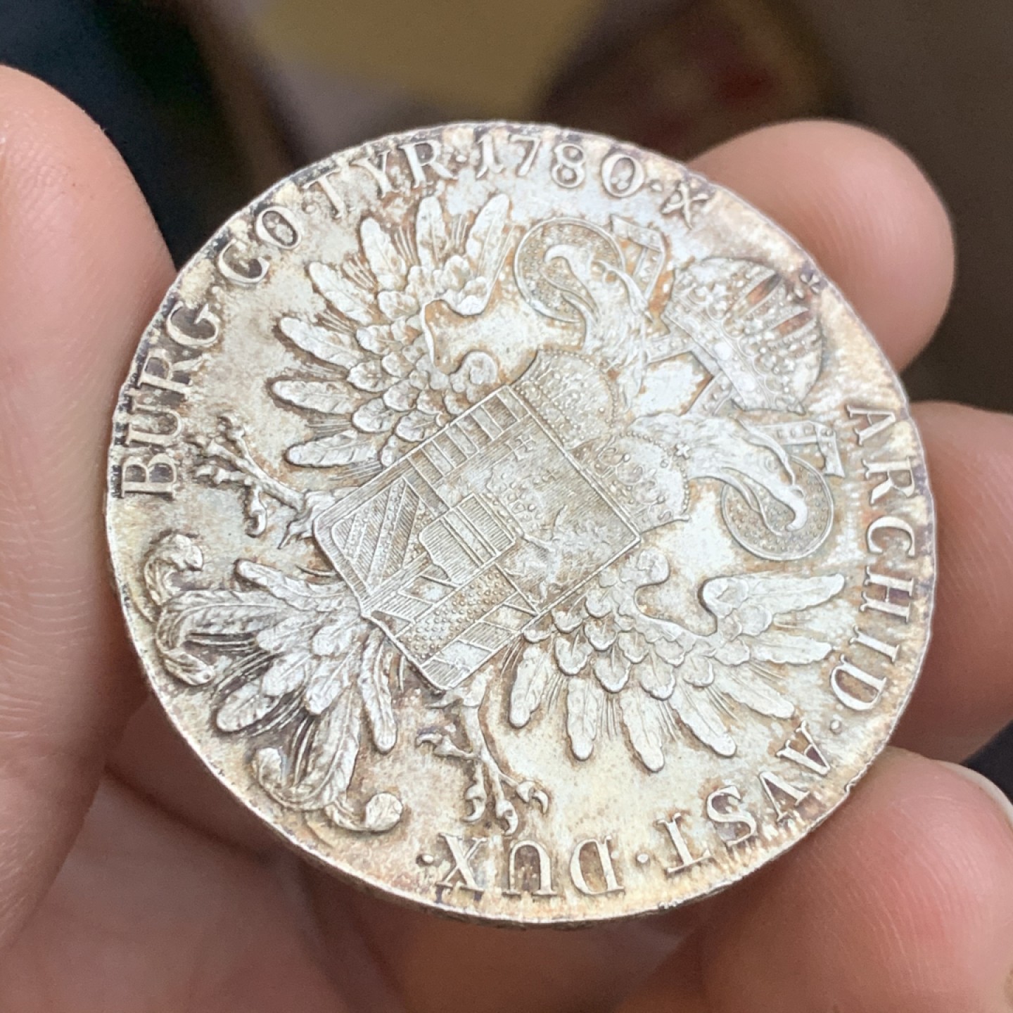 《竞宝斋》第43场-本周日，周一2场连拍（全场顺丰包邮） MS级 原味双面五彩 1780年 大奶妈 泰勒银币 二战左右后铸