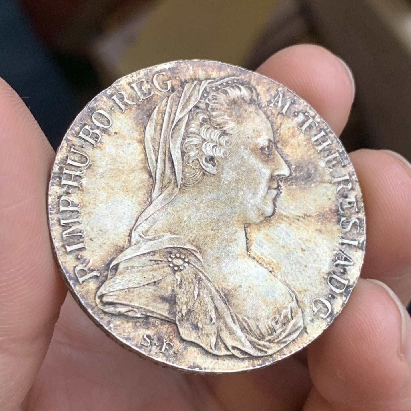 《竞宝斋》第43场-本周日，周一2场连拍（全场顺丰包邮） MS级 原味双面五彩 1780年 大奶妈 泰勒银币 二战左右后铸