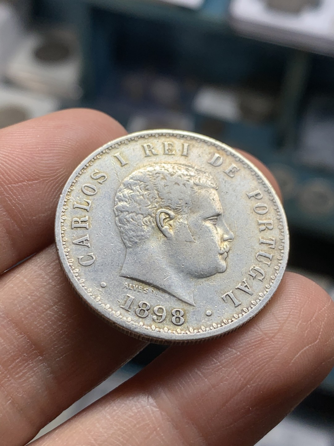 《竞宝斋》第43场-本周日，周一2场连拍（全场顺丰包邮） 1898年葡萄牙卡洛斯一世500里尔裸币一枚
