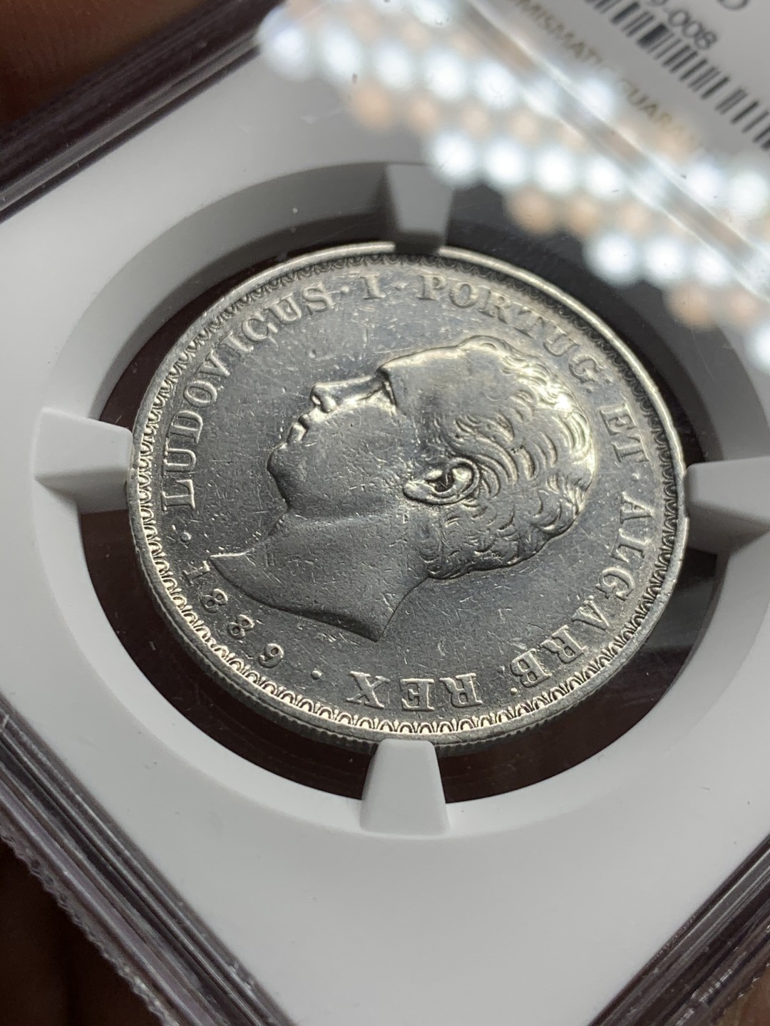 《竞宝斋》第43场-本周日，周一2场连拍（全场顺丰包邮） 1889年葡萄牙路易斯一世500瑞斯VF-details一枚