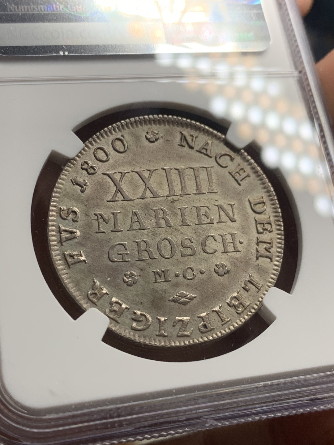 《竞宝斋》第43场-本周日，周一2场连拍（全场顺丰包邮） 亚军 NGC-AU55 德国布伦瑞克 1800MC 年 宝马奔腾 2/3泰勒 大银币 非常稀少的品种