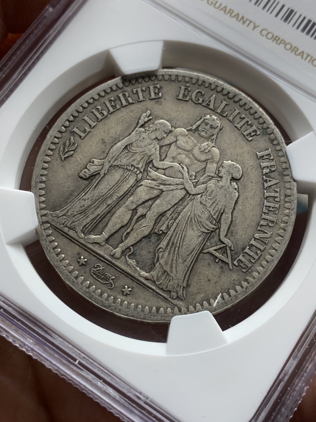 《竞宝斋》第43场-本周日，周一2场连拍（全场顺丰包邮） NGC-XF45 法国 1848年 早期大力神 5法郎 大银币 原味好品