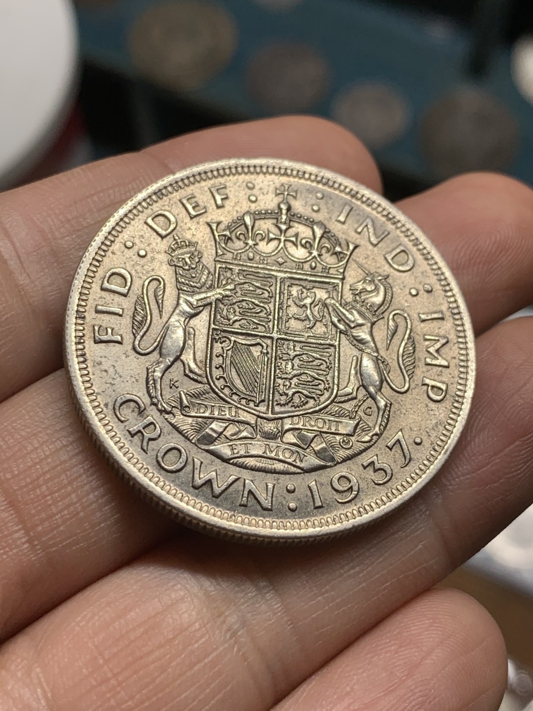 《竞宝斋》第43场-本周日，周一2场连拍（全场顺丰包邮） UNC级好品   英国 1937年 1克朗 乔治六世 大银币 原味未下水 细节清晰完整