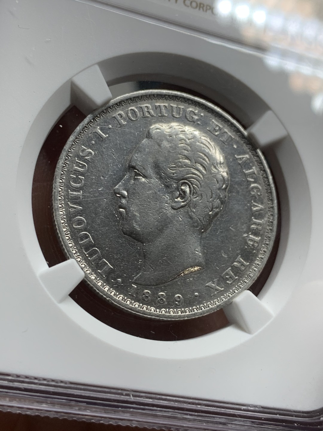 《竞宝斋》第43场-本周日，周一2场连拍（全场顺丰包邮） 1889年葡萄牙路易斯一世500瑞斯VF-details一枚