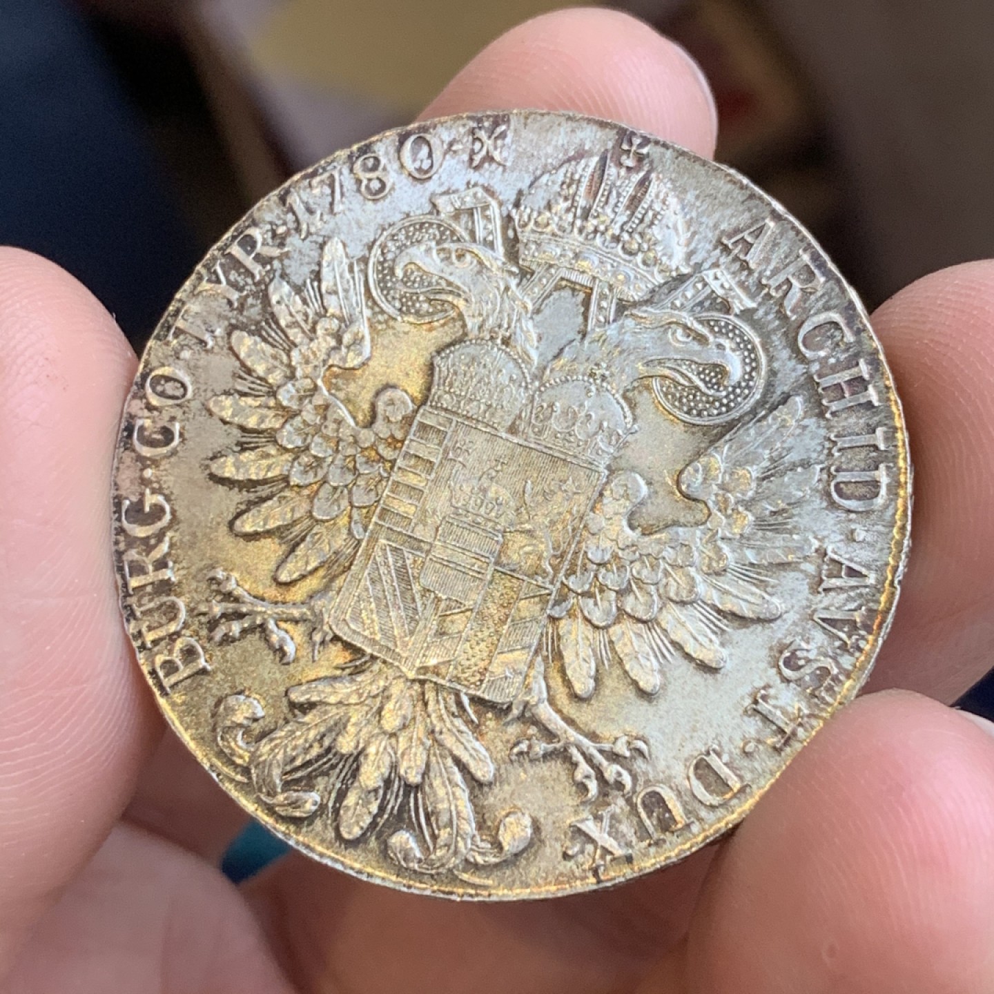 《竞宝斋》第43场-本周日，周一2场连拍（全场顺丰包邮） MS级 原味双面五彩 1780年 大奶妈 泰勒银币 二战左右后铸