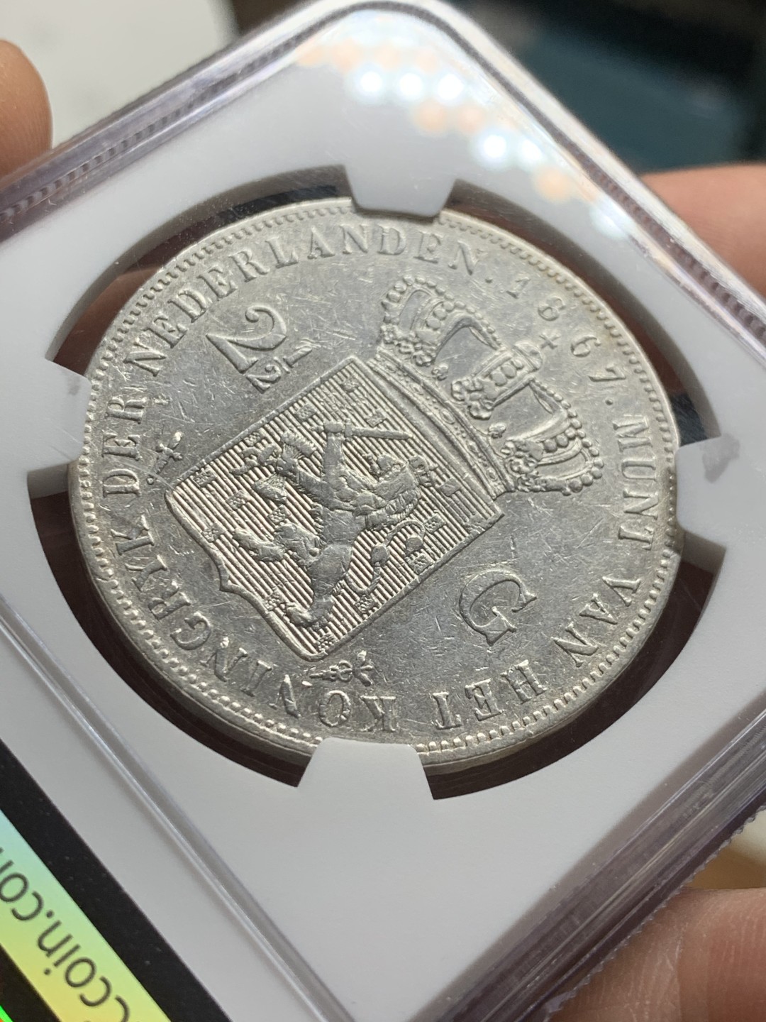 《竞宝斋》第43场-本周日，周一2场连拍（全场顺丰包邮） 1867年荷兰威廉三世2.5盾XF-details一枚