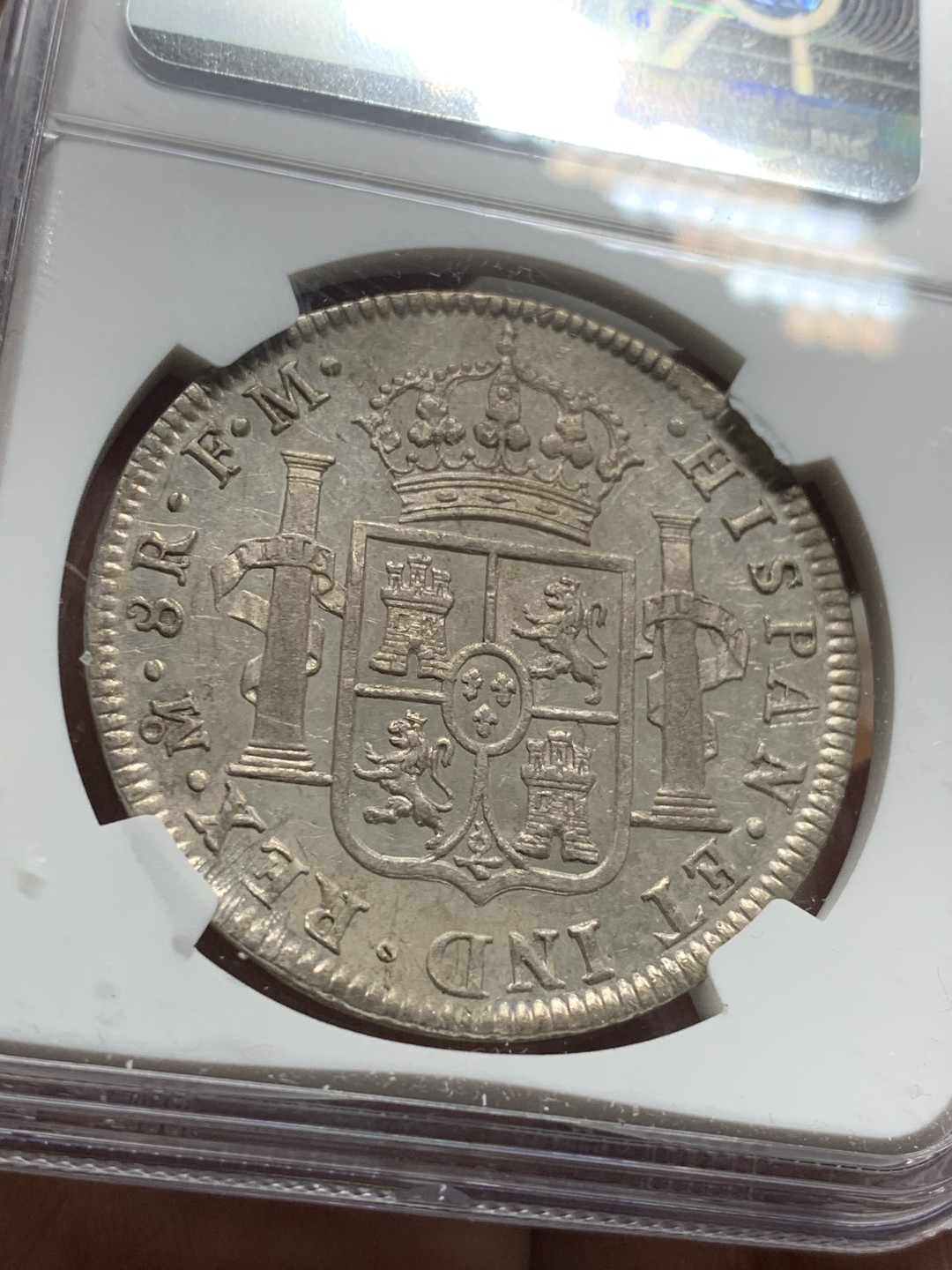 《竞宝斋》第43场-本周日，周一2场连拍（全场顺丰包邮） NGC-UNCD   1797 西属墨西哥 卡洛斯四世    8里亚尔  原味 深打细节