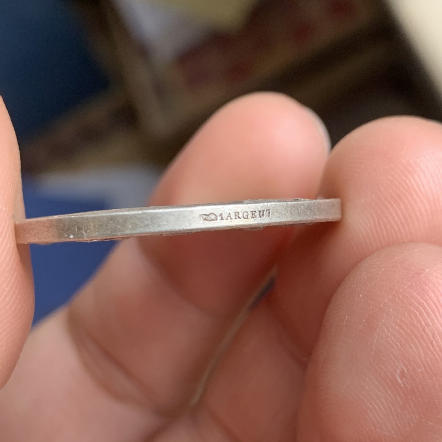 《竞宝斋》第43场-本周日，周一2场连拍（全场顺丰包邮） 法国高浮雕银质婚章 章牌家路易·米歇尔·珀蒂（1791-1844）作品 13.6克 30.1mm直径 丰饶角 银标