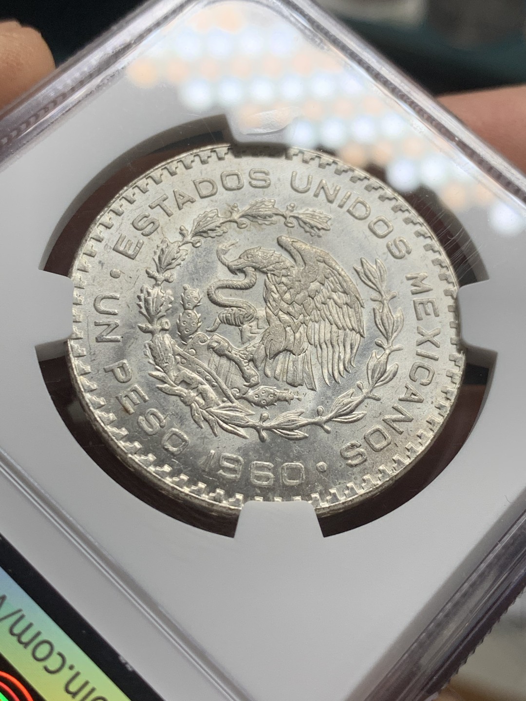 《竞宝斋》第43场-本周日，周一2场连拍（全场顺丰包邮） NGC-MS63 墨西哥 1960年 1比索 大银币 原光好品