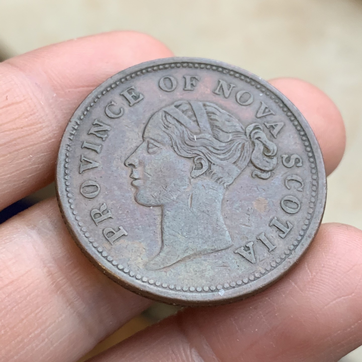 《竞宝斋》第43场-本周日，周一2场连拍（全场顺丰包邮） 少见版本 1843年上加拿大 新斯科舍 1便士 TOKEN代币