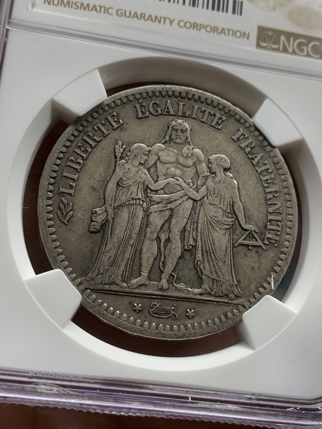 《竞宝斋》第43场-本周日，周一2场连拍（全场顺丰包邮） NGC-XF45 法国 1848年 早期大力神 5法郎 大银币 原味好品