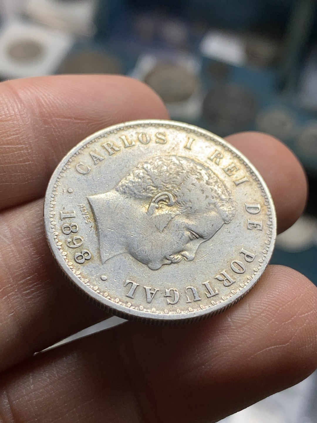 《竞宝斋》第43场-本周日，周一2场连拍（全场顺丰包邮） 1898年葡萄牙卡洛斯一世500里尔裸币一枚