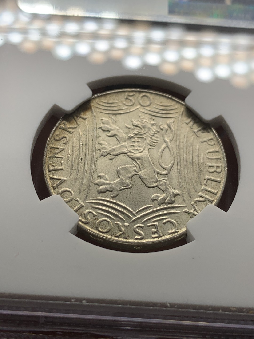 《竞宝斋》第43场-本周日，周一2场连拍（全场顺丰包邮） NGC-MS63 捷克斯洛伐克 1949年 斯大林70岁生日纪念 50克朗 银币 原味好品 稀少品种