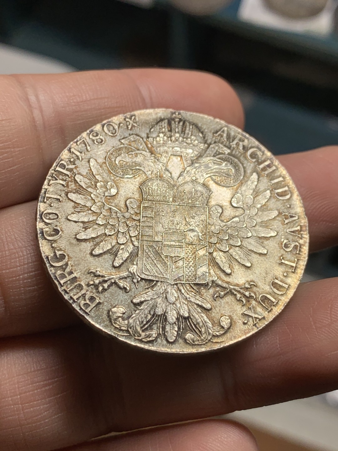 《竞宝斋》第43场-本周日，周一2场连拍（全场顺丰包邮） MS级 原味双面五彩 1780年 大奶妈 泰勒银币 二战左右后铸