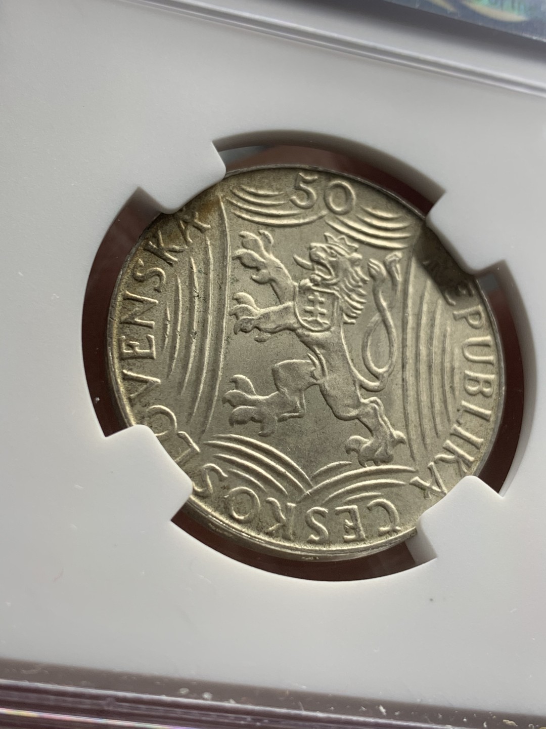 《竞宝斋》第43场-本周日，周一2场连拍（全场顺丰包邮） NGC-MS63 捷克斯洛伐克 1949年 斯大林70岁生日纪念 50克朗 银币 原味好品 稀少品种