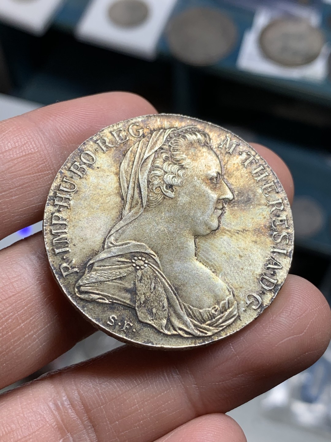 《竞宝斋》第43场-本周日，周一2场连拍（全场顺丰包邮） MS级 原味双面五彩 1780年 大奶妈 泰勒银币 二战左右后铸