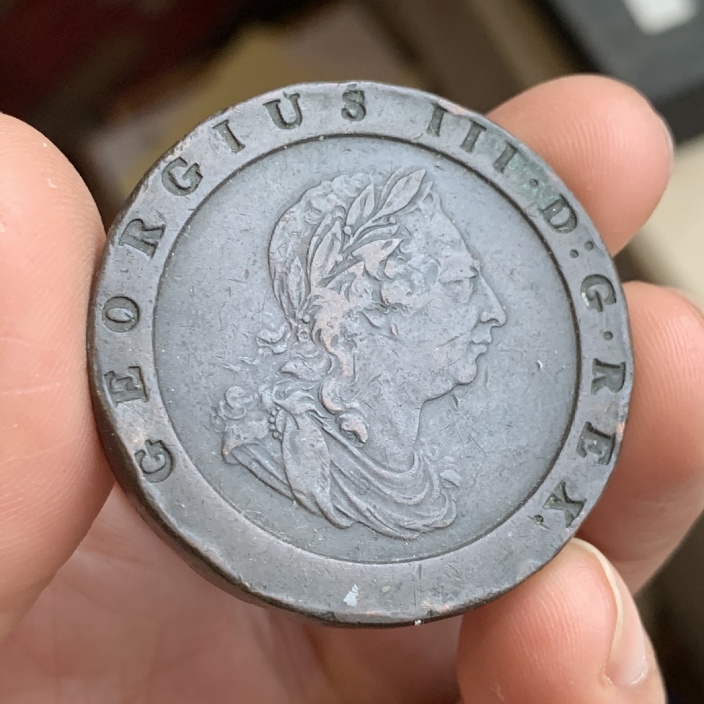 《竞宝斋》第43场-本周日，周一2场连拍（全场顺丰包邮） 英国 1797年 车轮 2便士 大铜币 重达56.5克，厚5.4mm，直径达到41mm 因为太重 大量回炉 导致少见