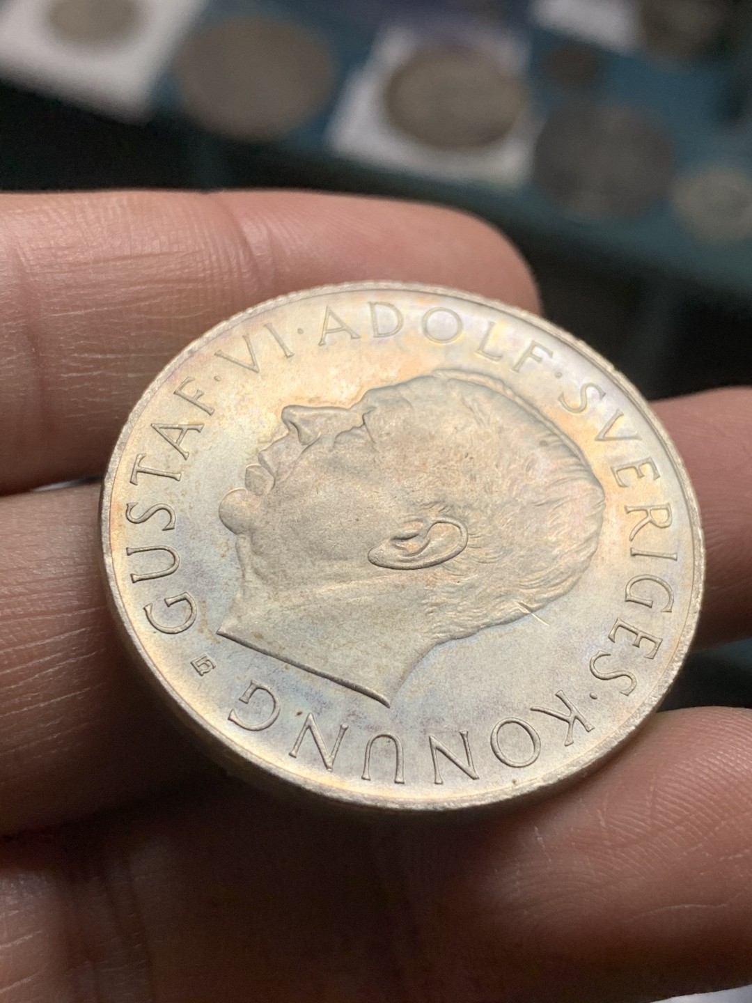 《竞宝斋》第43场-本周日，周一2场连拍（全场顺丰包邮） 1952年瑞典古斯塔夫六世5克朗裸币一枚（仅发行24.2万枚）