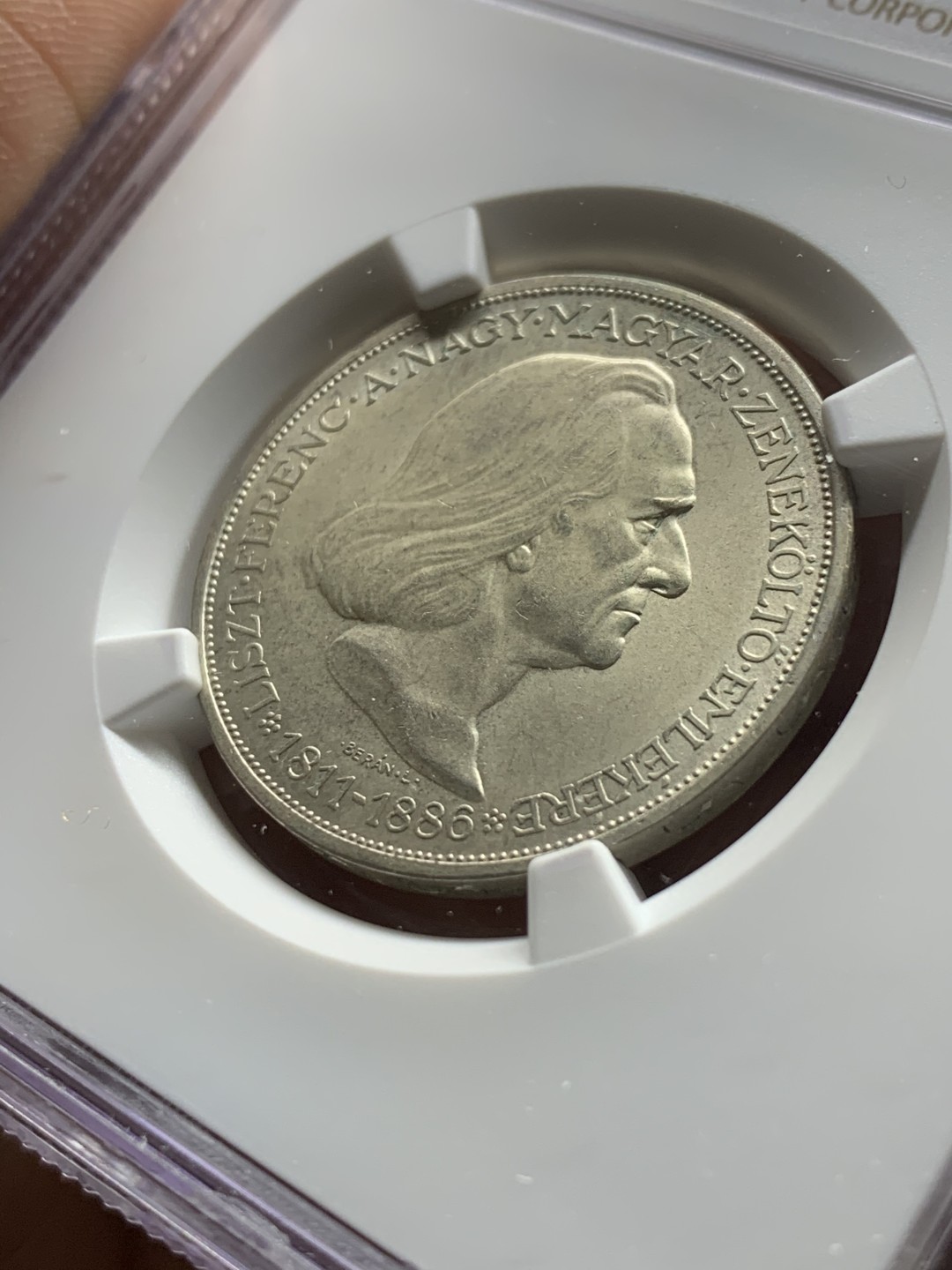 《竞宝斋》第43场-本周日，周一2场连拍（全场顺丰包邮） NGC-MS61 匈牙利 1936年 佛朗茨纪念 2潘果 银币 原光好品