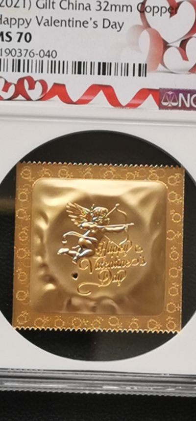 情人节镀金纪念章NGC MS70 带包装盒