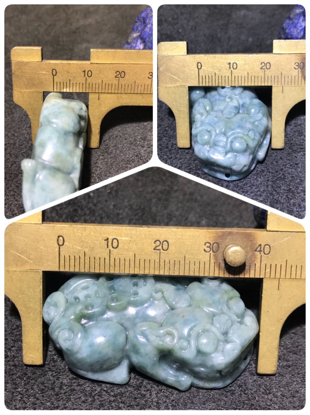 天然A货翡翠老油绿雕刻貔貅一个！