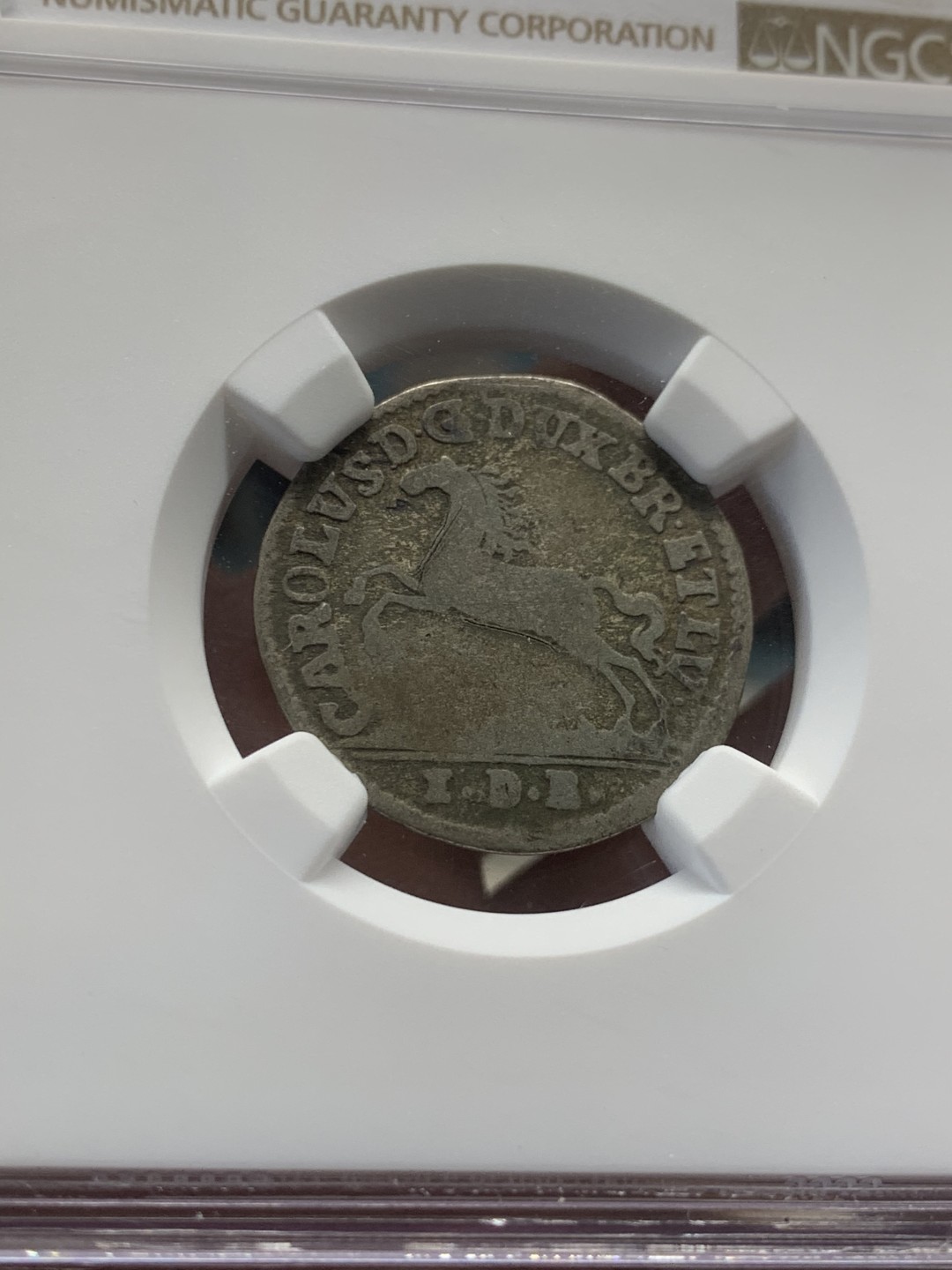 《竞宝斋》第44场-本周日，周一2场连拍（全场顺丰包邮） NGC-VFD 德国1773年不伦瑞克飞马1/12泰勒银币