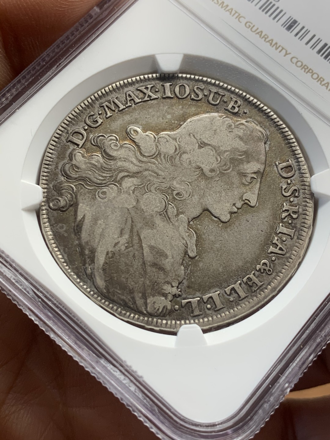 《竞宝斋》第44场-本周日，周一2场连拍（全场顺丰包邮） NGC-VF35 1769年 德国 巴伐利亚圣母抱婴 原味五彩老包浆