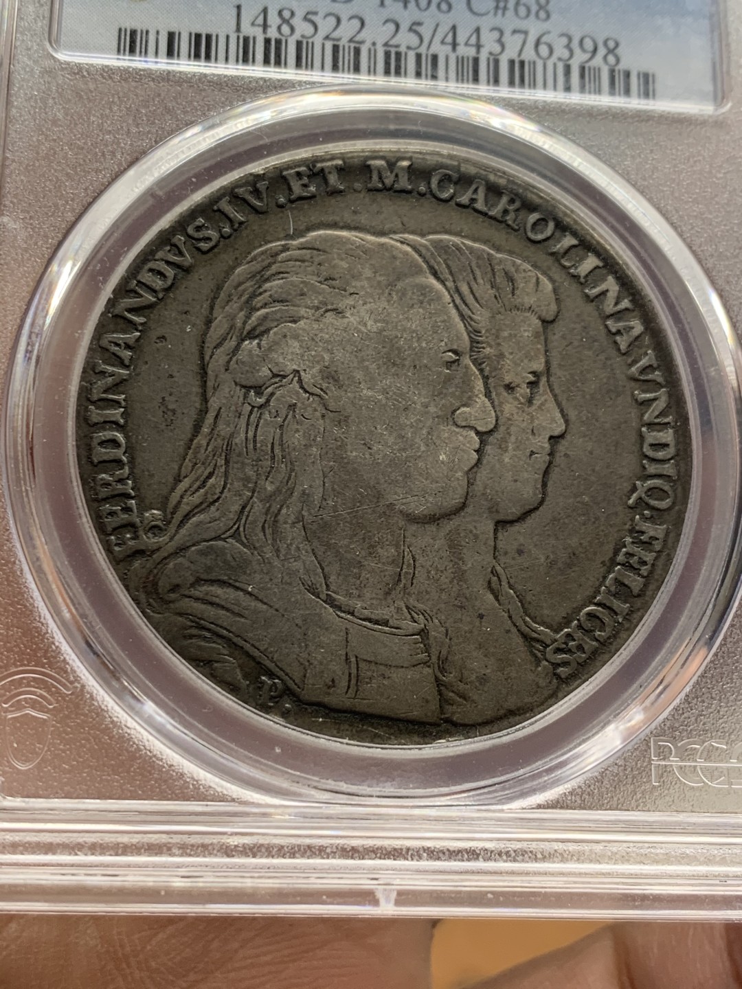 《竞宝斋》第44场-本周日，周一2场连拍（全场顺丰包邮） PCGS-VF25 那不勒斯王国1791年“王室归来”地球款（黄道十二宫）120Grana 稀少题材品种 原味包浆