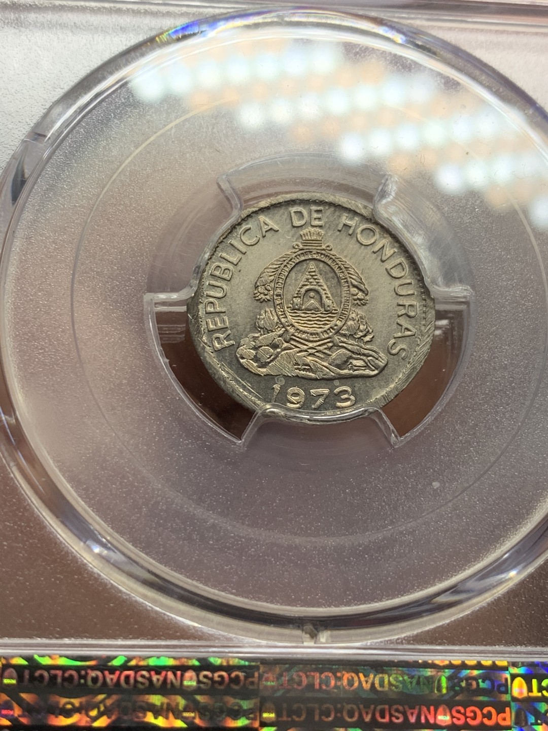 《竞宝斋》第44场-本周日，周一2场连拍（全场顺丰包邮） PCGS-UNCD 洪都拉斯 1973 20分 