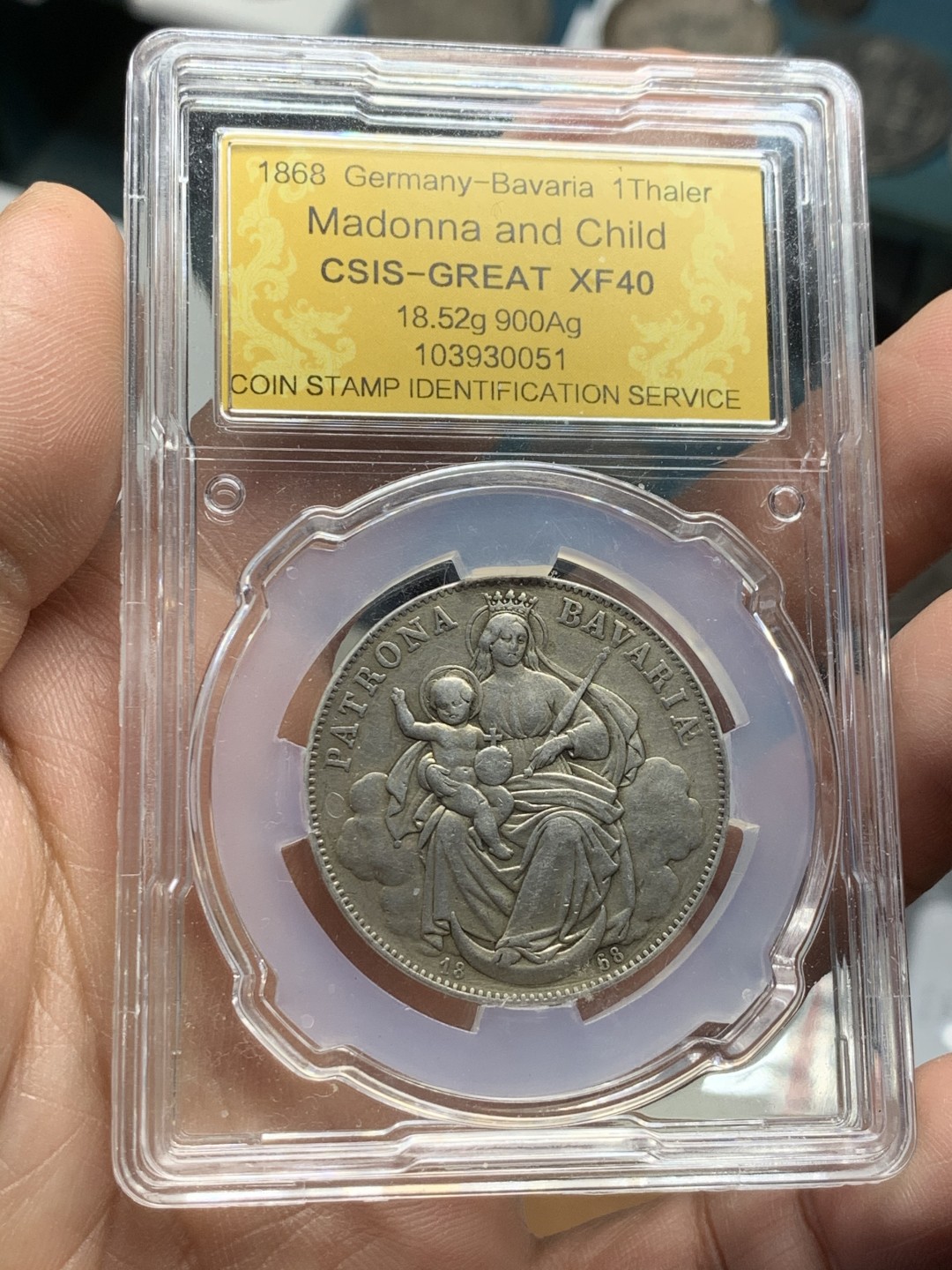 《竞宝斋》第44场-本周日，周一2场连拍（全场顺丰包邮） 信泰-XF40  德国1868年圣母抱婴1泰勒银币