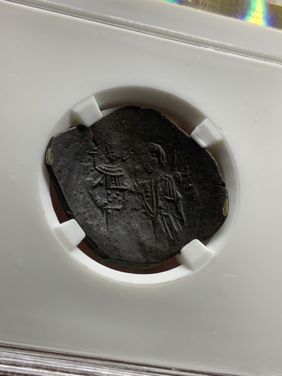 《竞宝斋》第44场-本周日，周一2场连拍（全场顺丰包邮） （2枚一对）拜占庭帝国 蝶型 打制铜币一对 细节保存的非常好，人物清晰