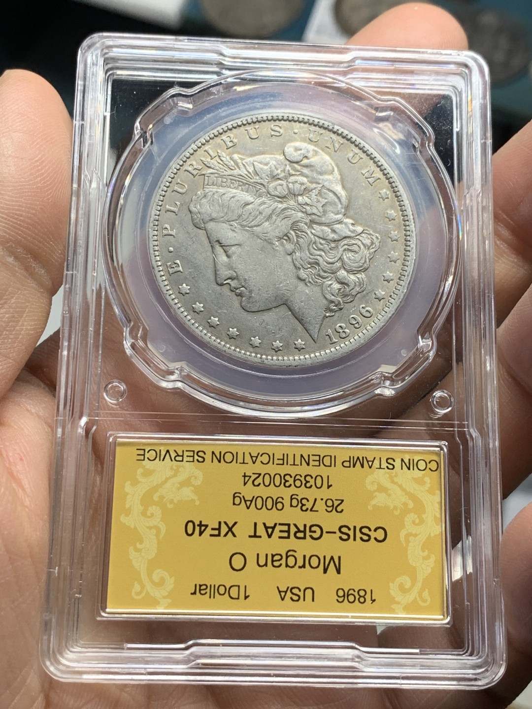 《竞宝斋》第44场-本周日，周一2场连拍（全场顺丰包邮） 摩根银币3枚一组【】美国1896 1891 1889年