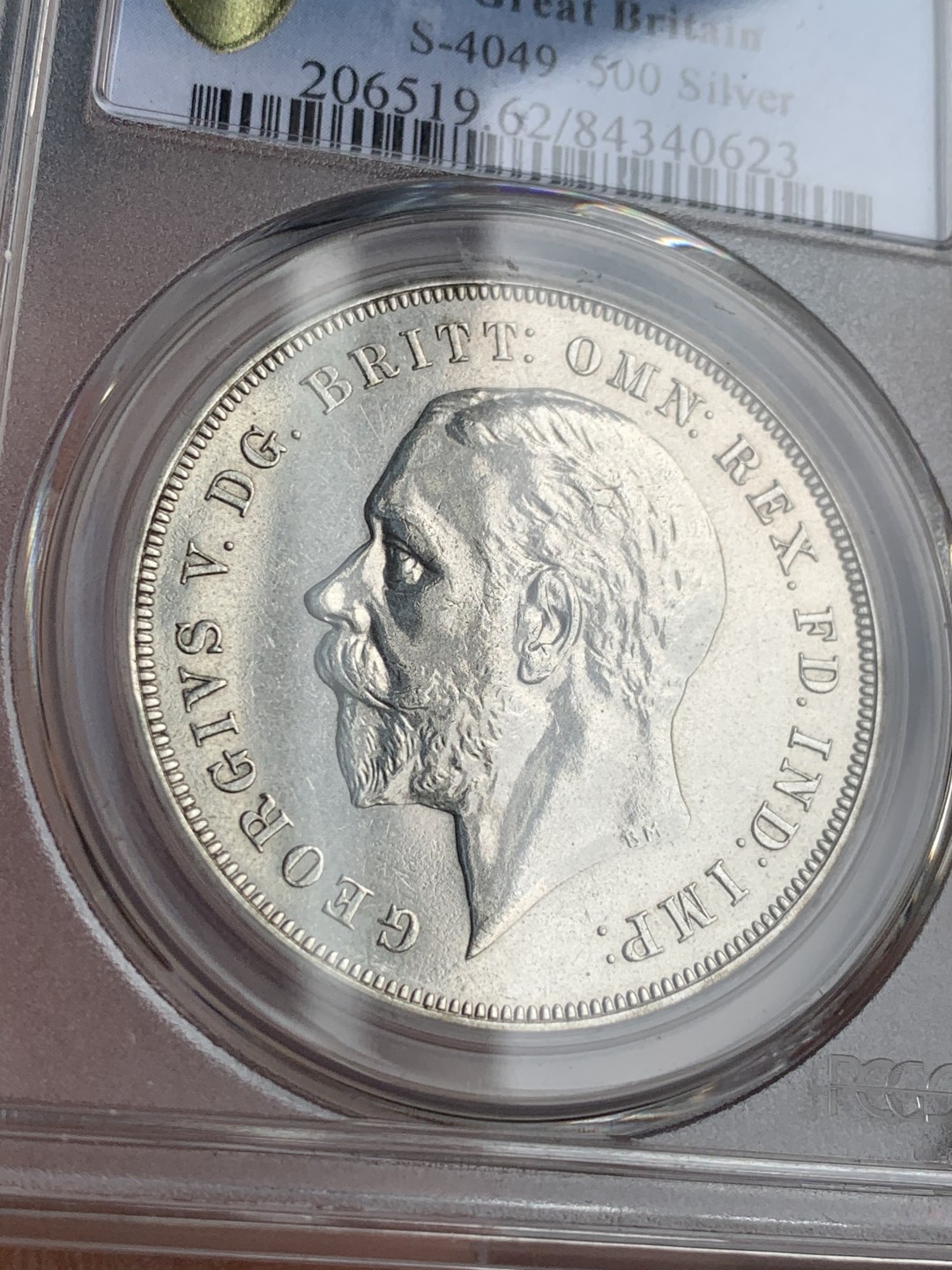 《竞宝斋》第44场-本周日，周一2场连拍（全场顺丰包邮） PCGS-SP62 1935年乔五英国马剑克朗银币