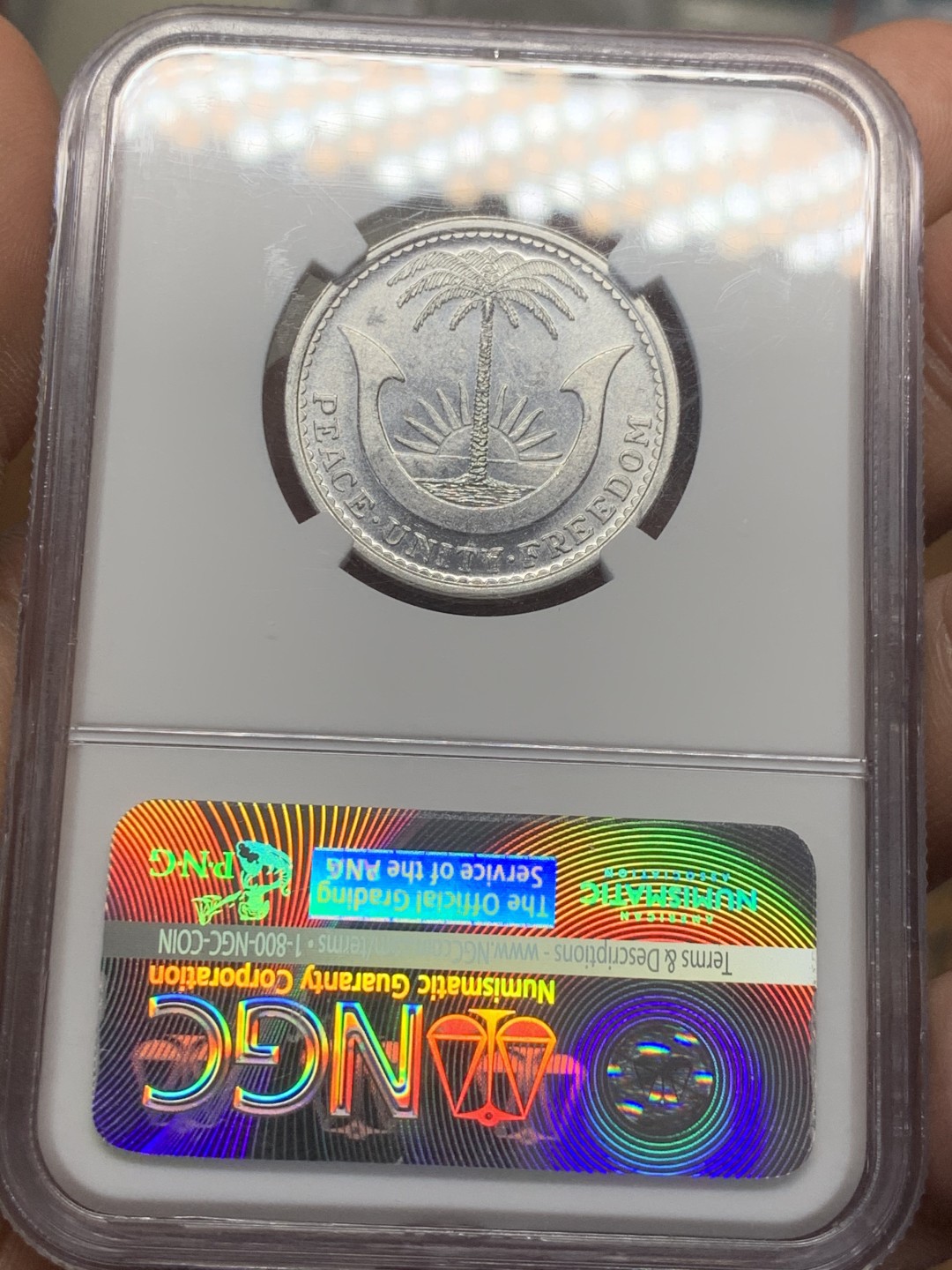 《竞宝斋》第44场-本周日，周一2场连拍（全场顺丰包邮） NGC-MS64 比夫拉1969年2.5先令铝币