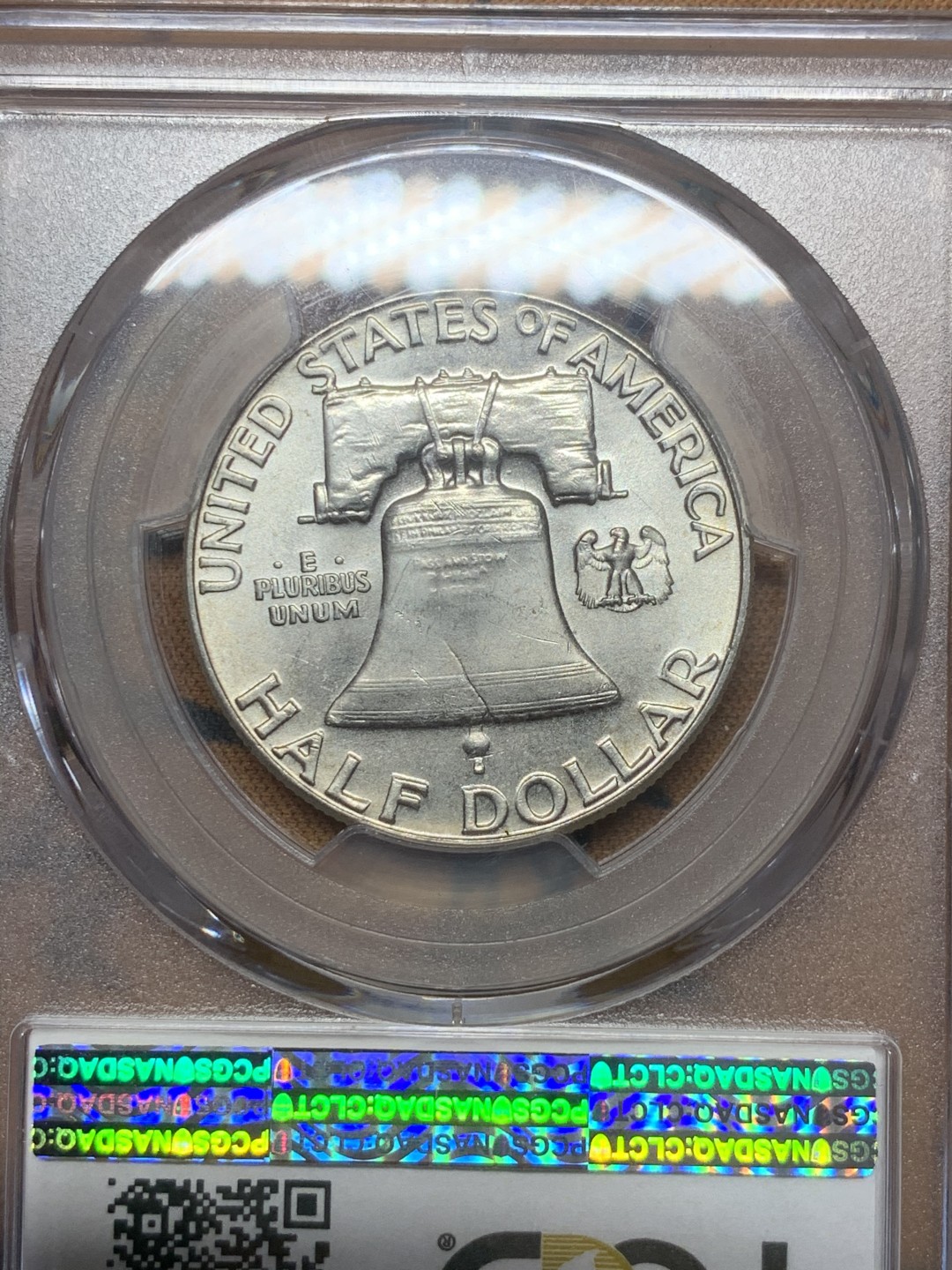 《竞宝斋》第44场-本周日，周一2场连拍（全场顺丰包邮） PCGS MS65 美国 富兰克林 1963年D版 半美元银币 BU状态 干净爽洁