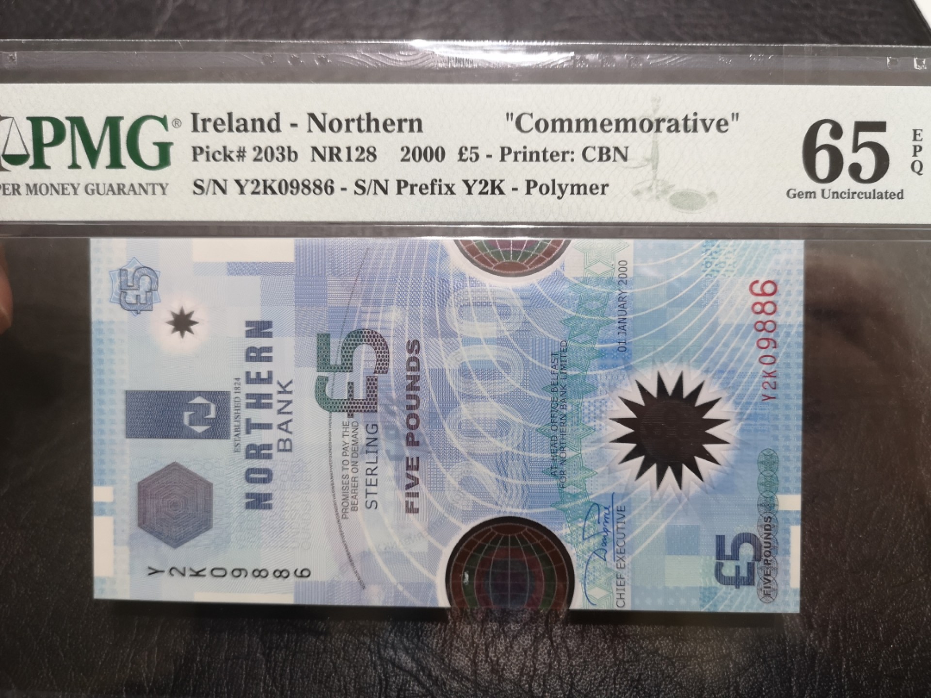《外钞收藏家》第一百七十三期拍卖 2000年北爱尔兰5镑 纪念钞 PMG65 无47