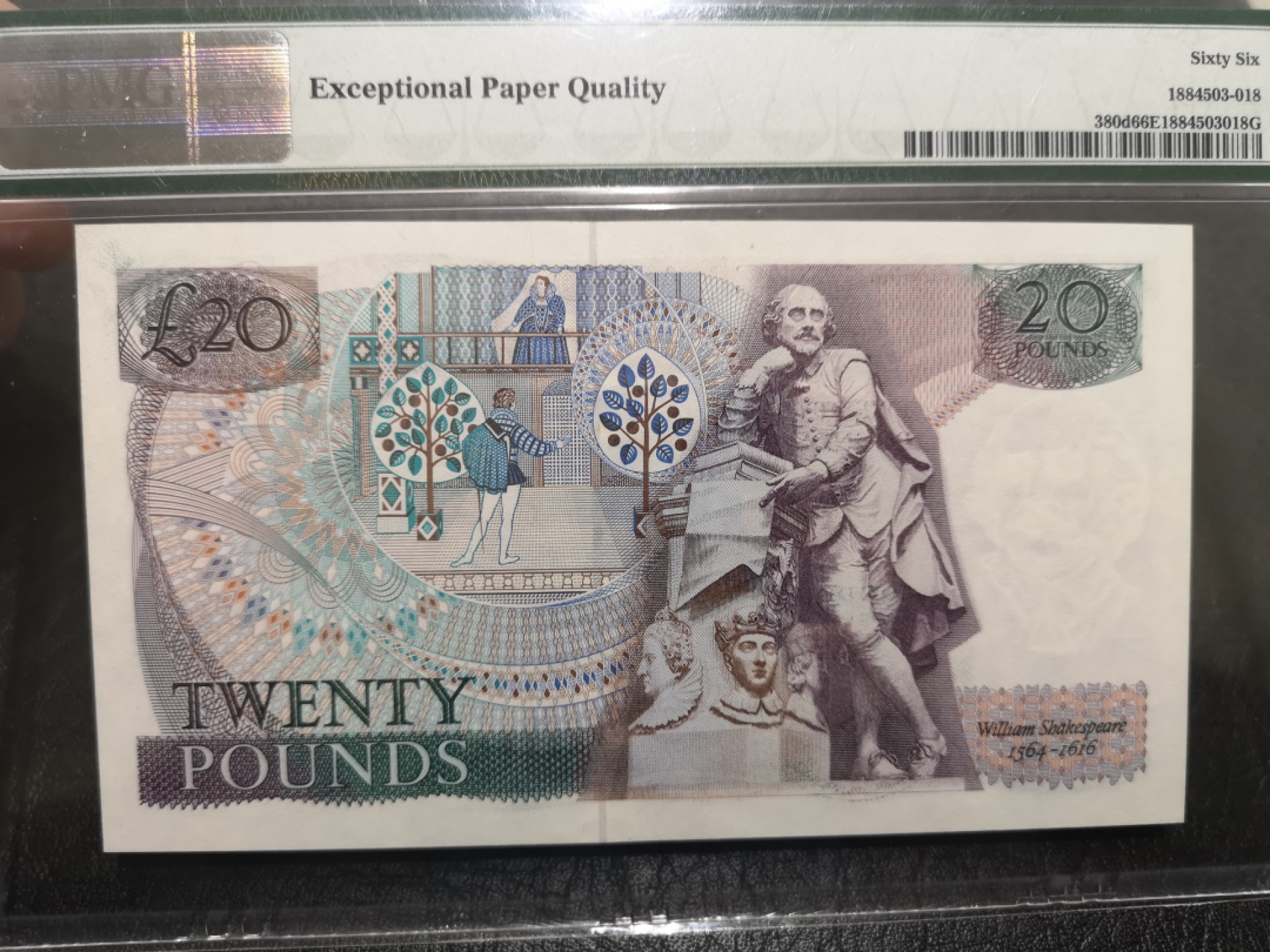 《外钞收藏家》第一百七十三期拍卖 1984-88年D序列20镑 PMG66 01A冠 百位号652