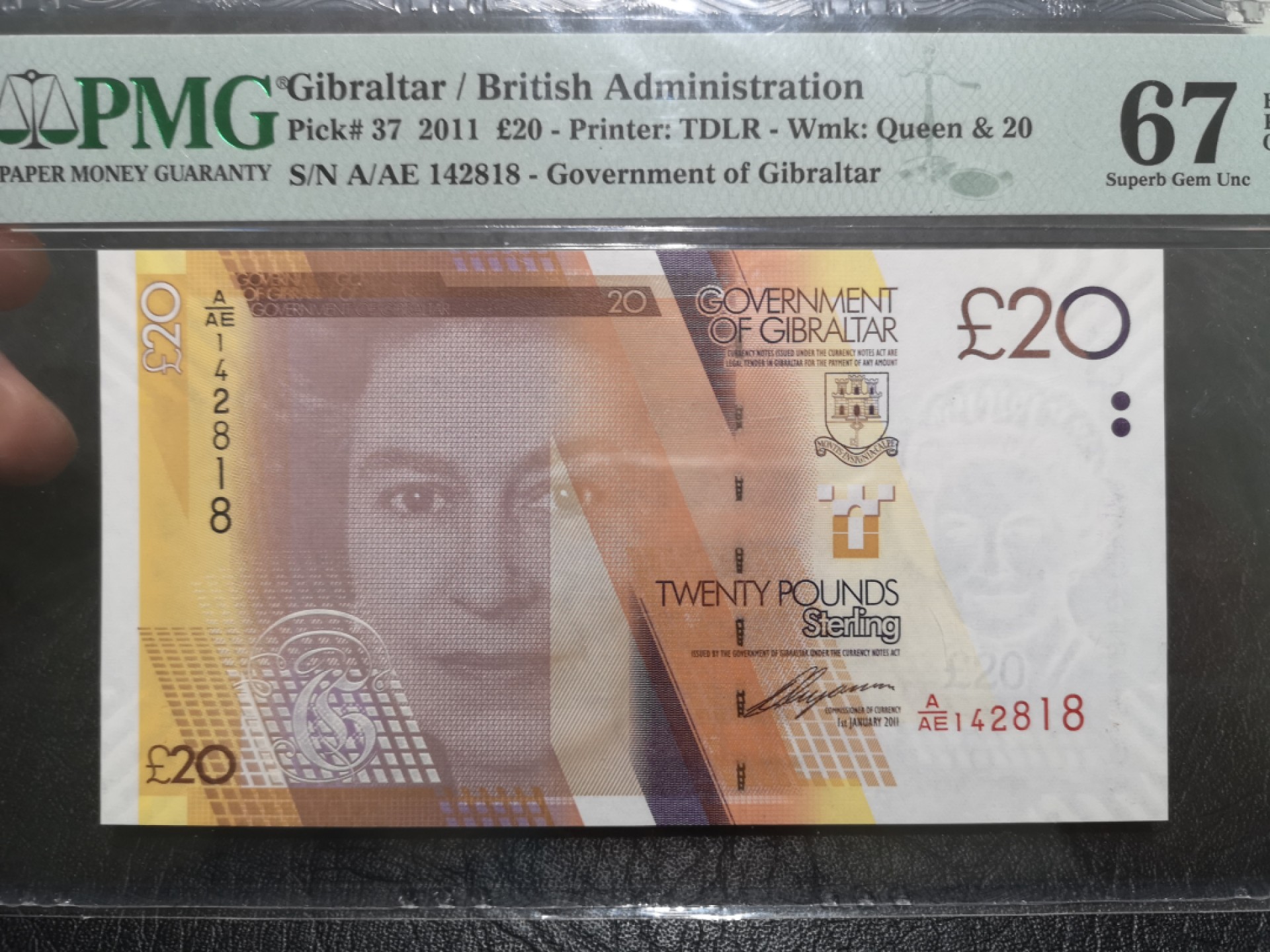 《外钞收藏家》第一百七十三期拍卖 2011年直布罗陀20镑 PMG67