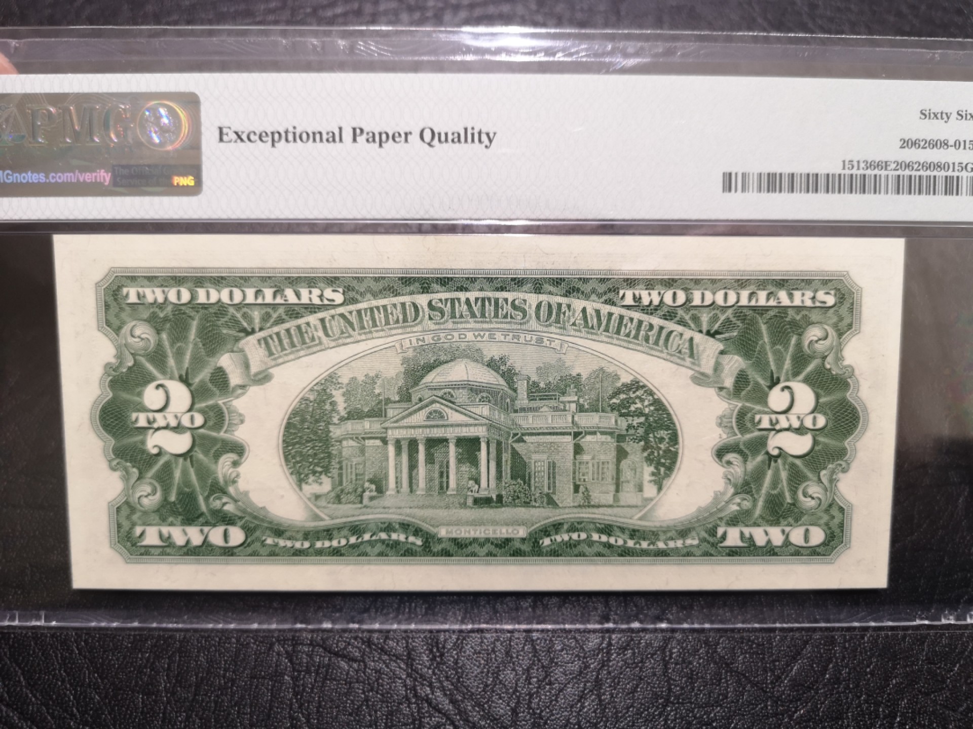 《外钞收藏家》第一百七十三期拍卖 1963年红库印2美元 PMG66 无47